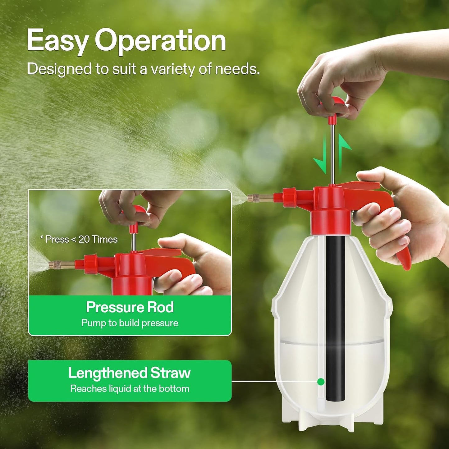 50oz Pump Sprayer, Handheld Garden Water Sprayer Bottle
