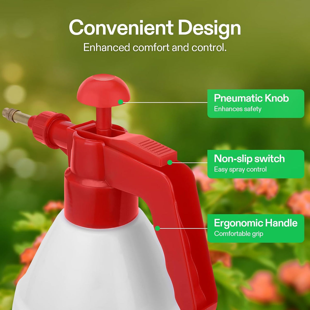 50oz Pump Sprayer, Handheld Garden Water Sprayer Bottle