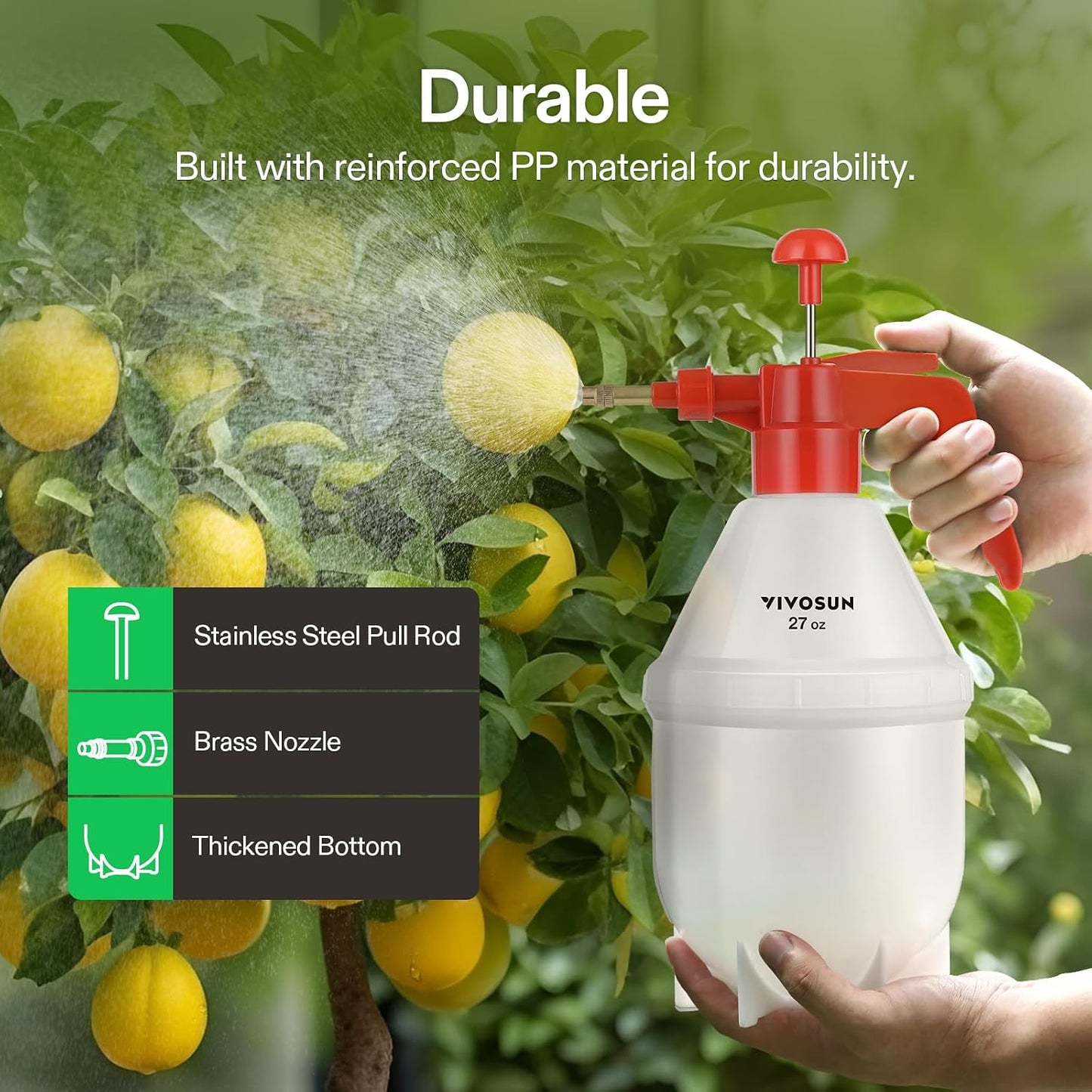 50oz Pump Sprayer, Handheld Garden Water Sprayer Bottle