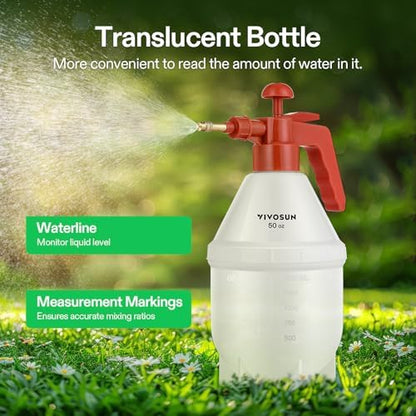 50oz Pump Sprayer, Handheld Garden Water Sprayer Bottle