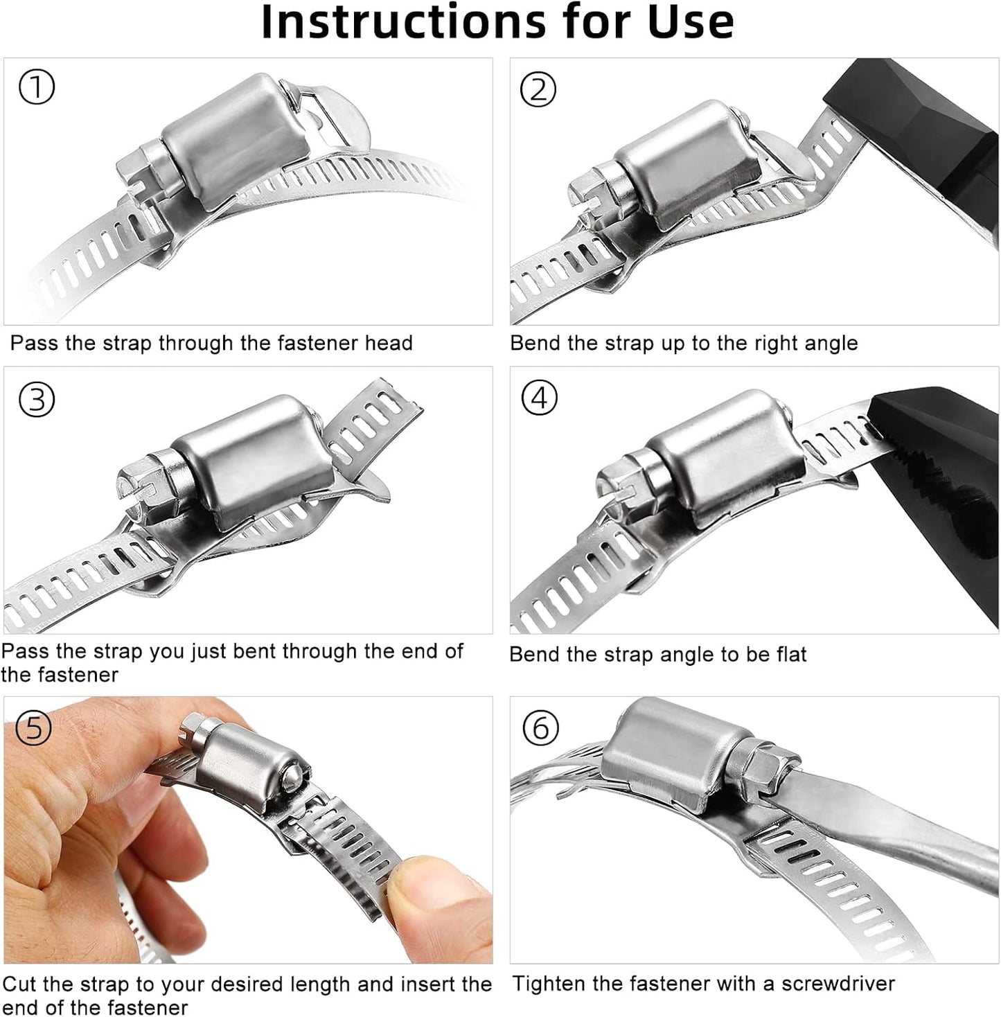 Hose Clamps, DIY 13 FT Metal Strap + 8 Fasteners, Hose Clamps Stainless Steel, Large Adjustable Hose Clamp Pipe Clamp for Pipe Automotive Mechanical Applications