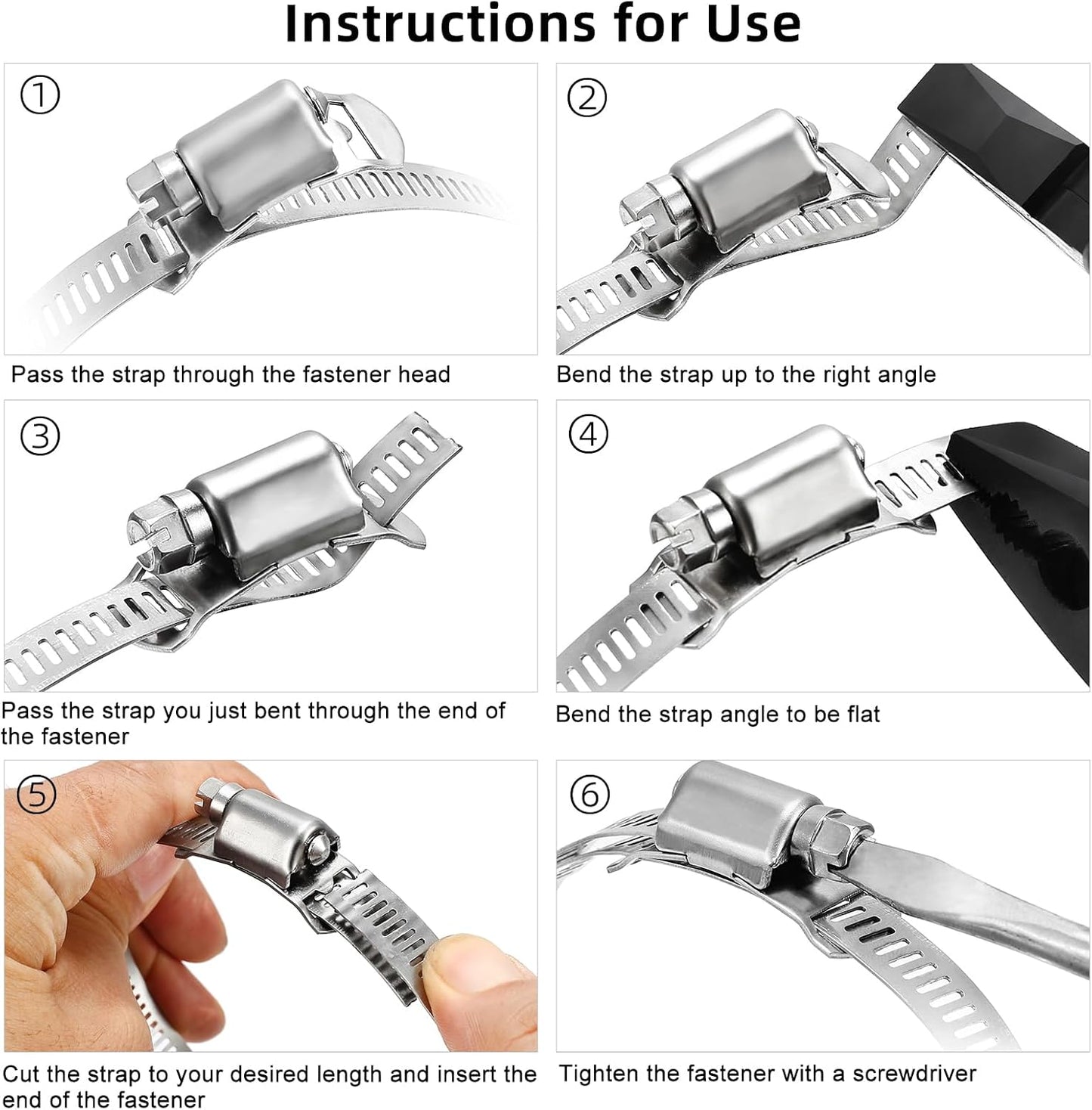Hose Clamps, DIY 13 FT Metal Strap + 8 Fasteners, Hose Clamps Stainless Steel, Large Adjustable Hose Clamp Pipe Clamp for Pipe Automotive Mechanical Applications
