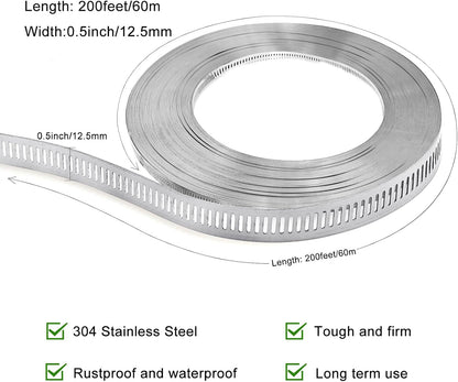 Hose Clamps, DIY 13 FT Metal Strap + 8 Fasteners, Hose Clamps Stainless Steel, Large Adjustable Hose Clamp Pipe Clamp for Pipe Automotive Mechanical Applications