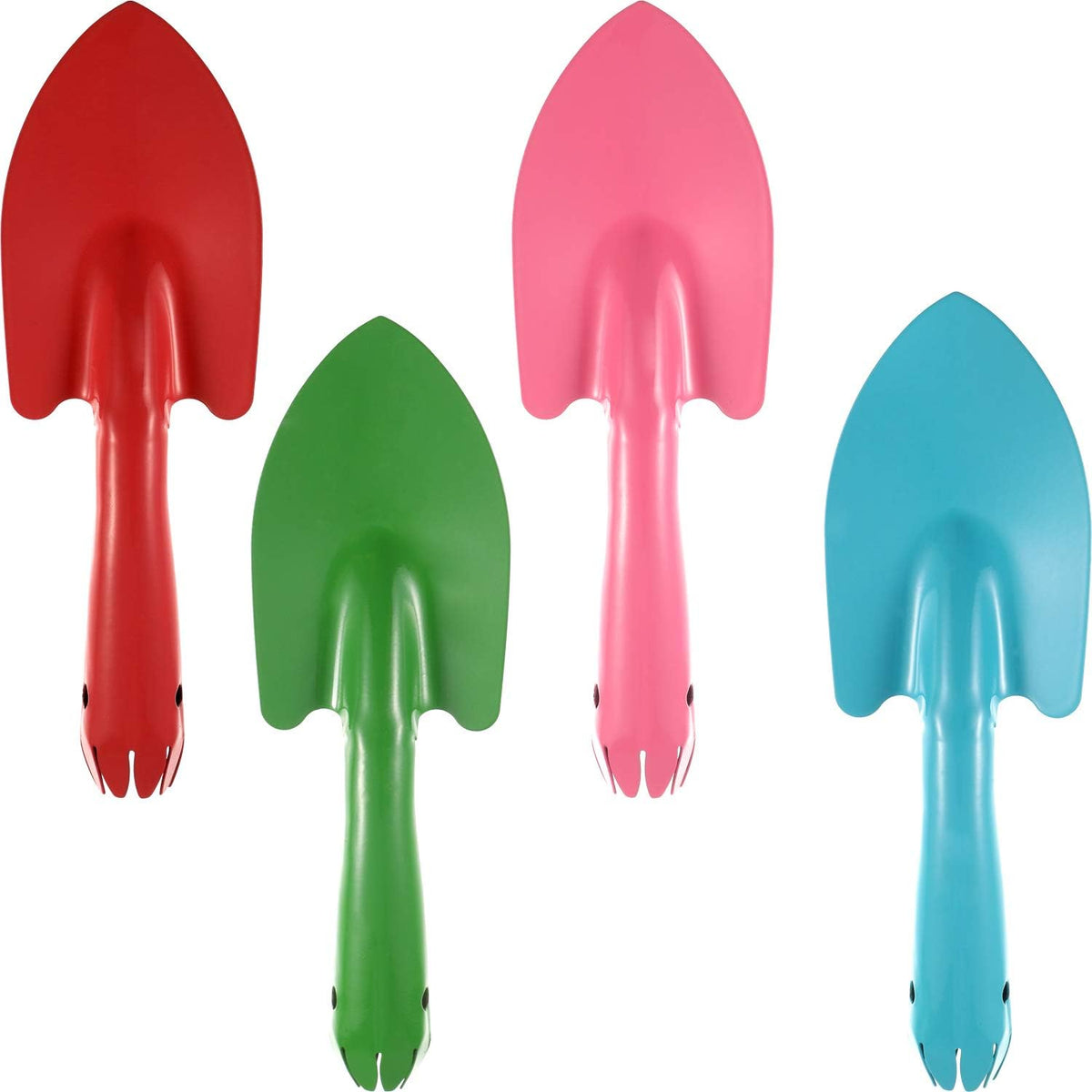 4 Pieces 8 Inch Mini Garden Hand Shovel Trowel Set Sand Dig Shovels Small Metal Colorful Spades Garden Tools for Beach Soil Planting Digging Gardening Transplanting