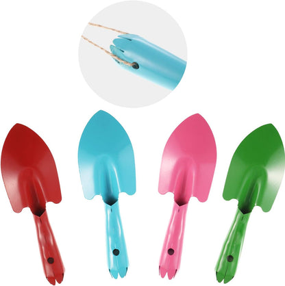 4 Pieces 8 Inch Mini Garden Hand Shovel Trowel Set Sand Dig Shovels Small Metal Colorful Spades Garden Tools for Beach Soil Planting Digging Gardening Transplanting