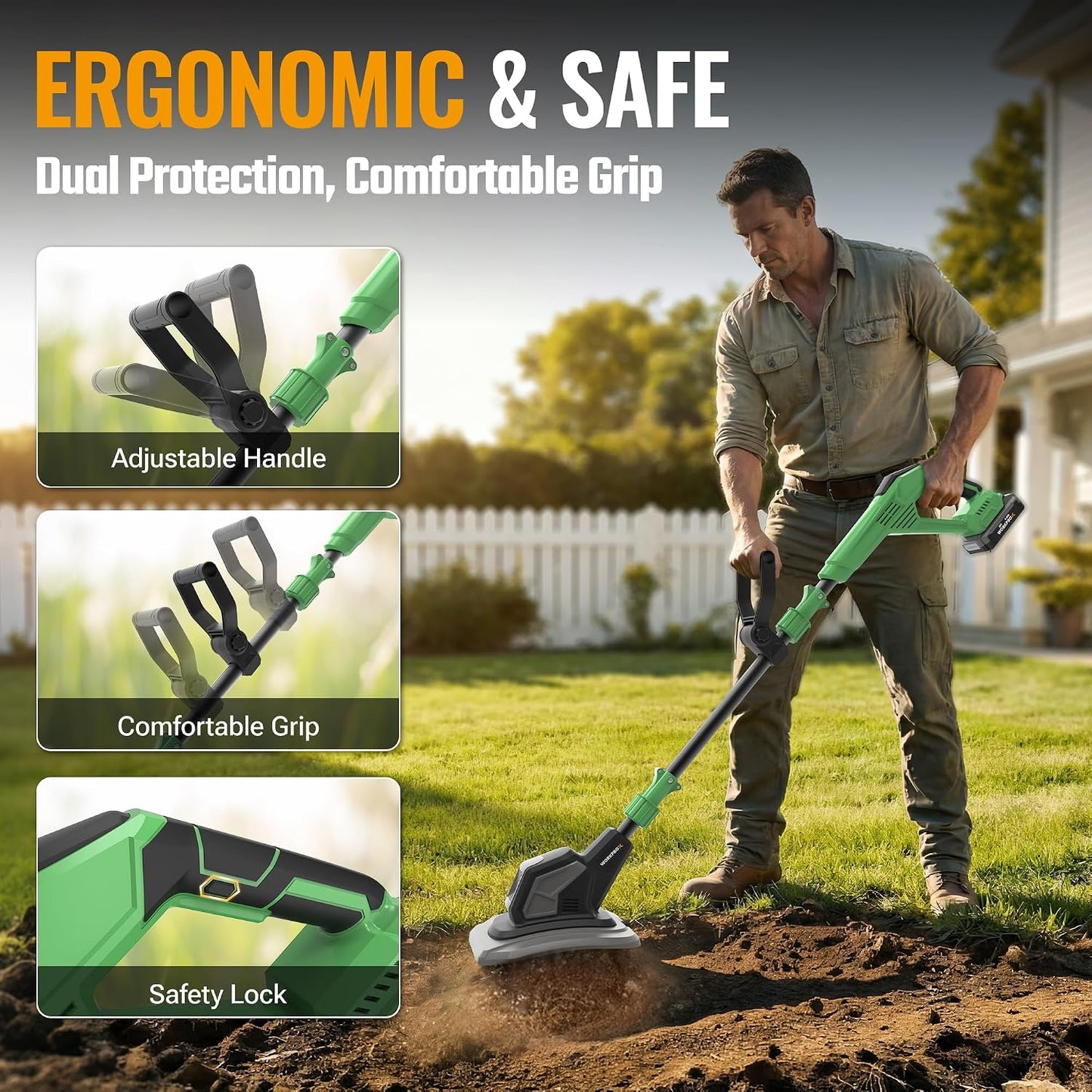 WORKPROX 20V Cordless Tiller Cultivator, Electric Garden Rototiller