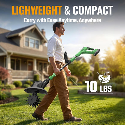 WORKPROX 20V Cordless Tiller Cultivator, Electric Garden Rototiller