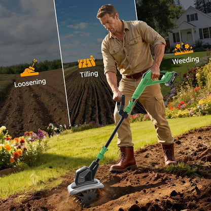 WORKPROX 20V Cordless Tiller Cultivator, Electric Garden Rototiller