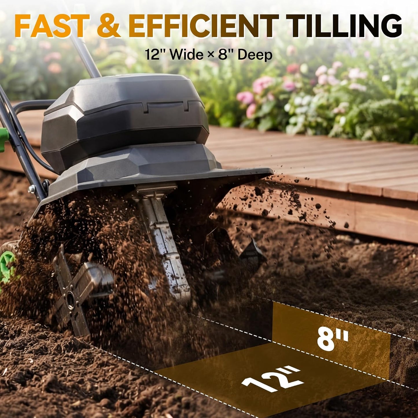 WORKPROX 20V Cordless Tiller Cultivator, Electric Garden Rototiller