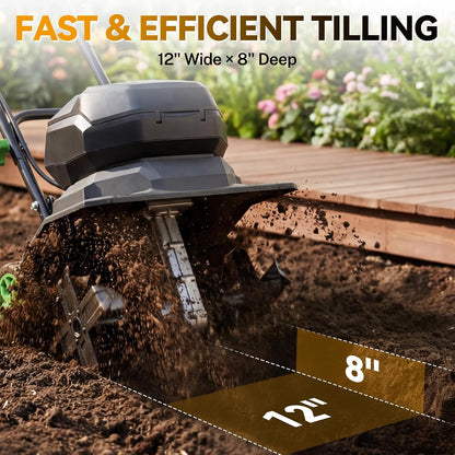 WORKPROX 20V Cordless Tiller Cultivator, Electric Garden Rototiller