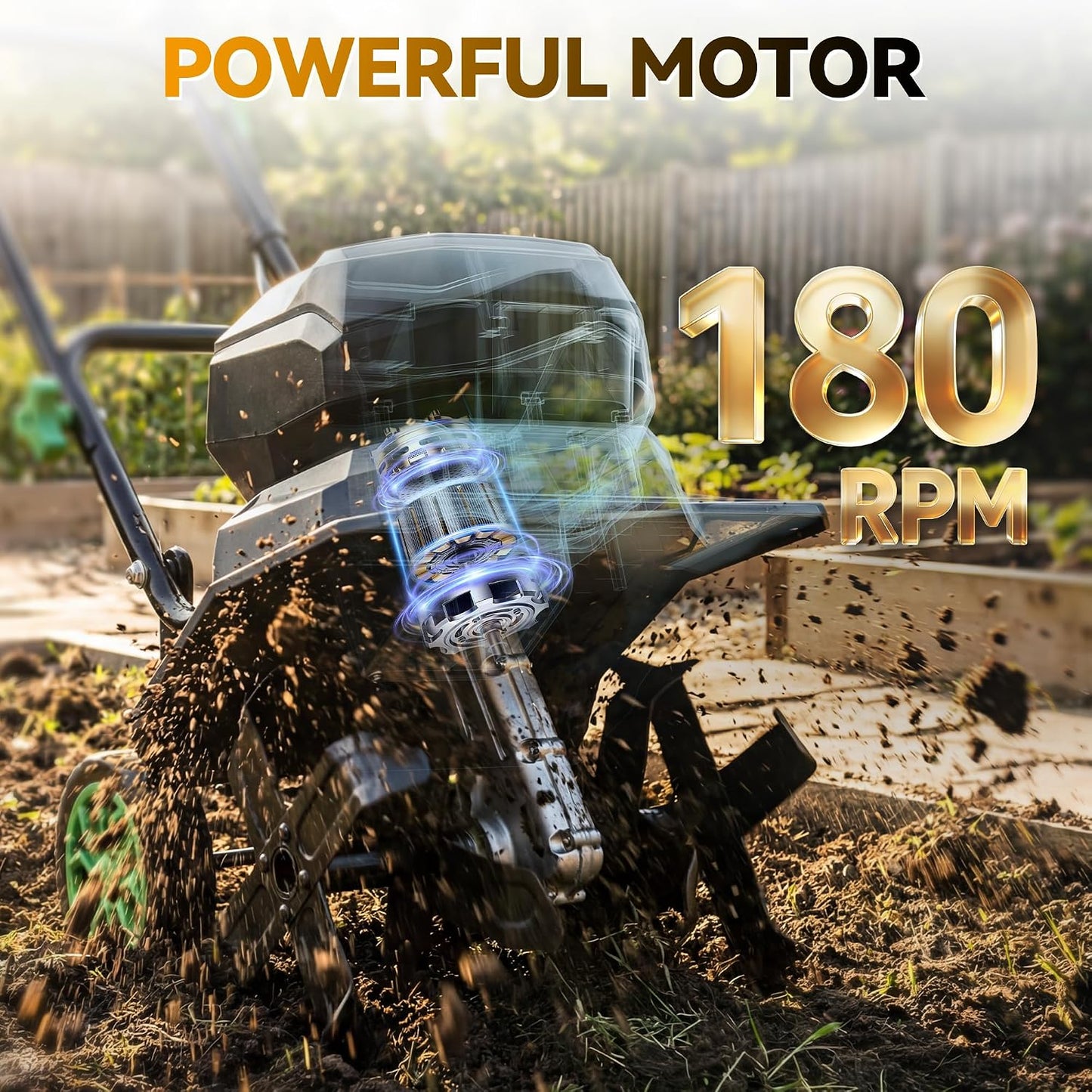 WORKPROX 20V Cordless Tiller Cultivator, Electric Garden Rototiller