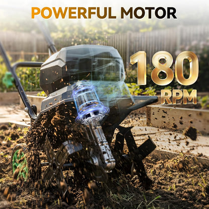 WORKPROX 20V Cordless Tiller Cultivator, Electric Garden Rototiller
