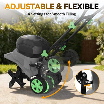 WORKPROX 20V Cordless Tiller Cultivator, Electric Garden Rototiller