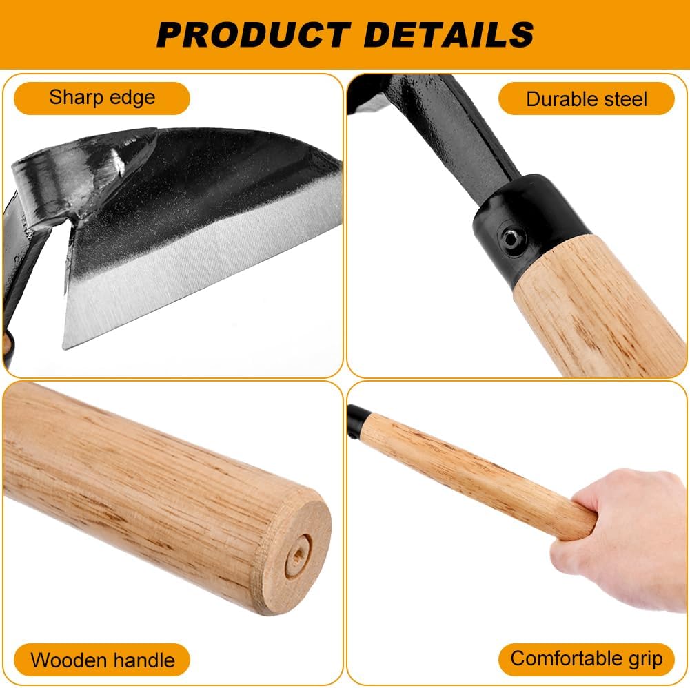 Japanese Weeding Sickle, 13inch Professional Japanese Hand Weed Puller Garden Hoe Gardening Tools