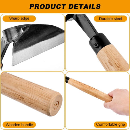 Japanese Weeding Sickle, 13inch Professional Japanese Hand Weed Puller Garden Hoe Gardening Tools
