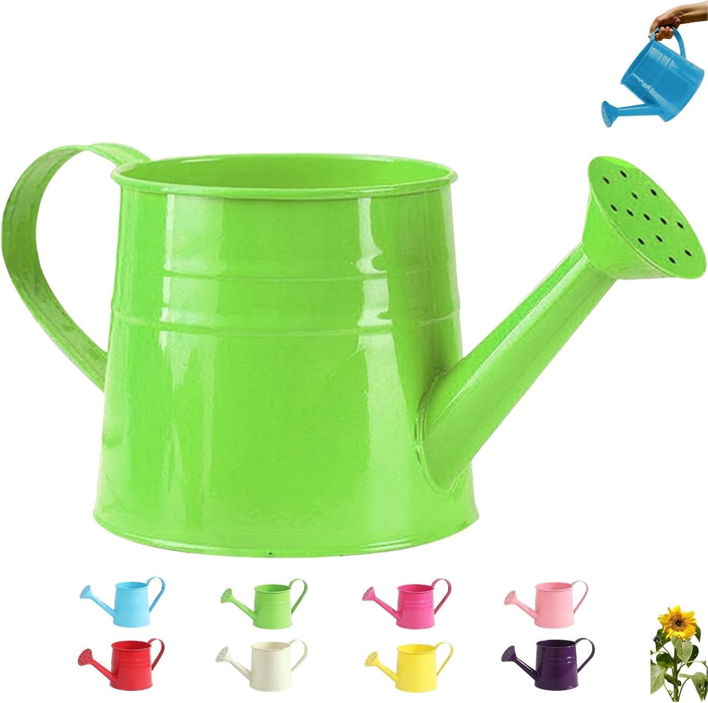 Small Watering Can, Watering Can Gardening Tool Accessories, Garden Sprinkling Cans with Long Spout & Handle, Rust-Resistant Tinplate Watering Kettle for Indoor Outdoor Lawn,Garden Care (Blue)