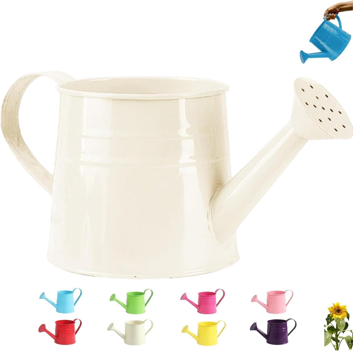 Small Watering Can, Watering Can Gardening Tool Accessories, Garden Sprinkling Cans with Long Spout & Handle, Rust-Resistant Tinplate Watering Kettle for Indoor Outdoor Lawn,Garden Care (Blue)