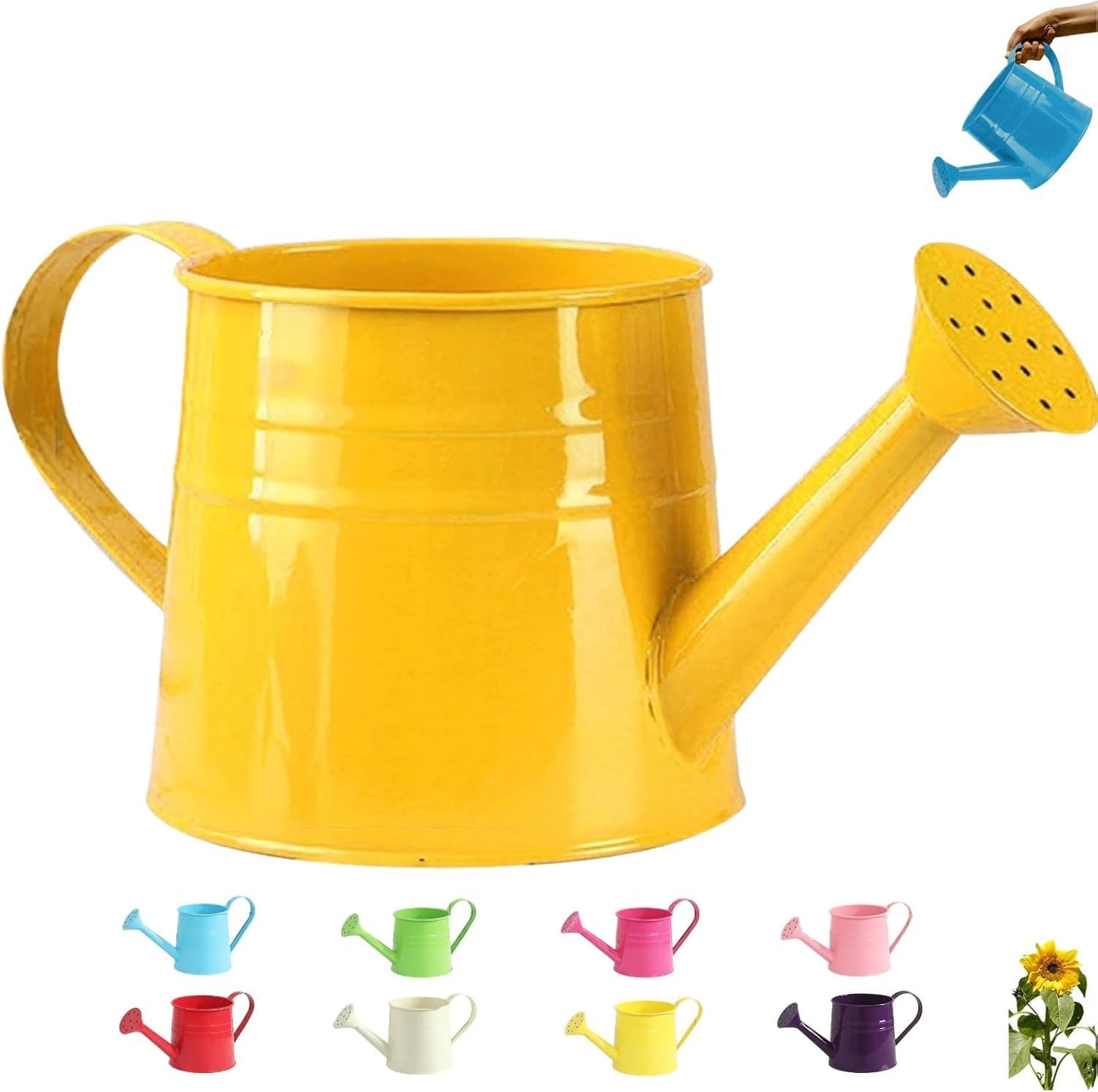Small Watering Can, Watering Can Gardening Tool Accessories, Garden Sprinkling Cans with Long Spout & Handle, Rust-Resistant Tinplate Watering Kettle for Indoor Outdoor Lawn,Garden Care (Blue)