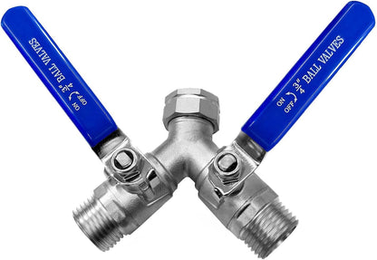 Garden Hose Splitter 3/4" GHT 2 Way Y Valve 304 Stainless Steel