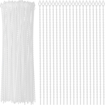 100 Pack Beaded Cable Ties Fasteners Adjustable Zip Ties Ultra Strong Reusable Wire Ties Durable Plastic Zip Straps Flexiable White Beads Loop Twist Ties, 7 Inch