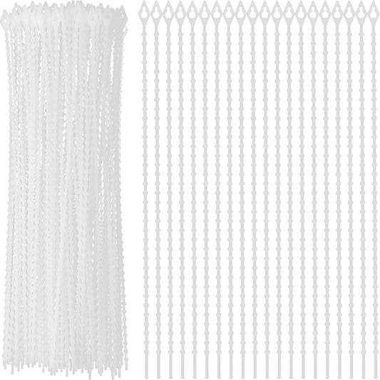 100 Pack Beaded Cable Ties Fasteners Adjustable Zip Ties Ultra Strong Reusable Wire Ties Durable Plastic Zip Straps Flexiable White Beads Loop Twist Ties, 7 Inch