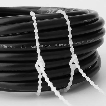 100 Pack Beaded Cable Ties Fasteners Adjustable Zip Ties Ultra Strong Reusable Wire Ties Durable Plastic Zip Straps Flexiable White Beads Loop Twist Ties, 7 Inch