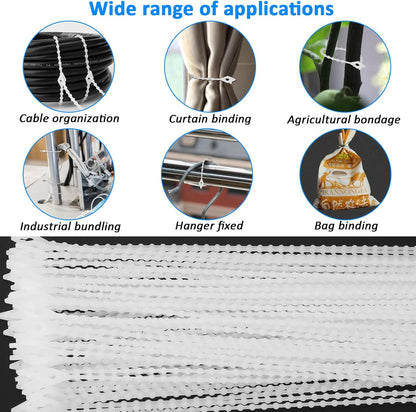 100 Pack Beaded Cable Ties Fasteners Adjustable Zip Ties Ultra Strong Reusable Wire Ties Durable Plastic Zip Straps Flexiable White Beads Loop Twist Ties, 7 Inch