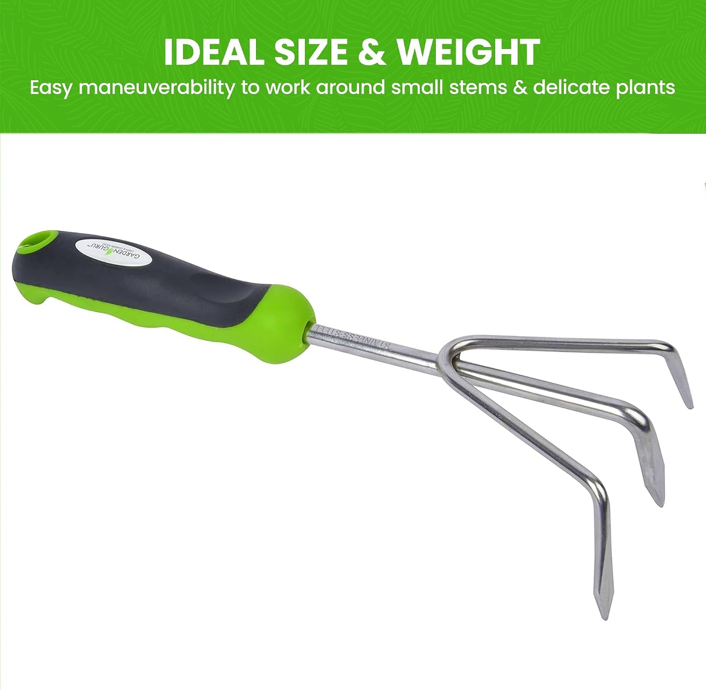 Hand Cultivator Rake Tiller Tool - Stainless Steel for Ultimate Strength - Rust Resistant - Ergonomic Handle - Great for Gardening Cultivating Loosening Weeding