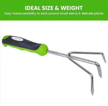 Hand Cultivator Rake Tiller Tool - Stainless Steel for Ultimate Strength - Rust Resistant - Ergonomic Handle - Great for Gardening Cultivating Loosening Weeding