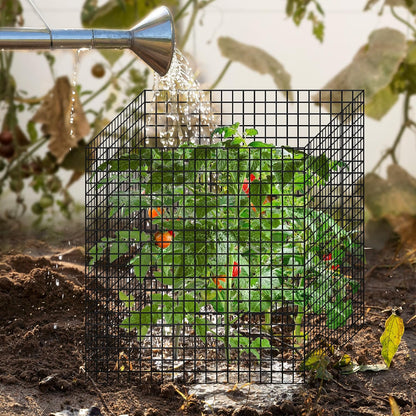 12 Pics DIY Metal Plant Protectors from Deer, Garden Fencing Animal Barrier Size 11.8 * 11.8 inches, Mesh Plant Cage Chicken Wire Cloche for Plants with Stakes and Nylon Cables (12 Pcs)