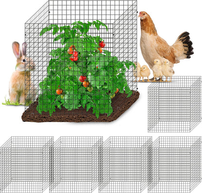 12 Pics DIY Metal Plant Protectors from Deer, Garden Fencing Animal Barrier Size 11.8 * 11.8 inches, Mesh Plant Cage Chicken Wire Cloche for Plants with Stakes and Nylon Cables (12 Pcs)