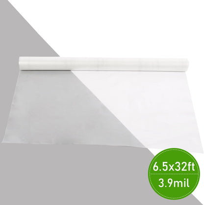3.9Mil Plastic Covering Clear Polyethylene Greenhouse Film UV Resistant for Grow Tunnel and Garden Hoop, Plant Cover&Frost Blanket for Season Extension,Keep Warm and Frost Protection,6.5x32ft