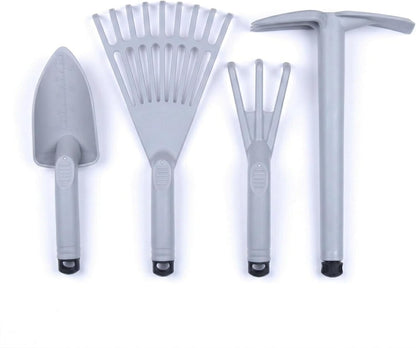 Garden Tool Set, 4-Piece Heavy Duty Gardening Tools, Includes Cultivator, Trowel, Shovel & Rake, Durable Poly Material & Non-Slip Handle, Planting, Yard Work, Landscaping – Lime Green