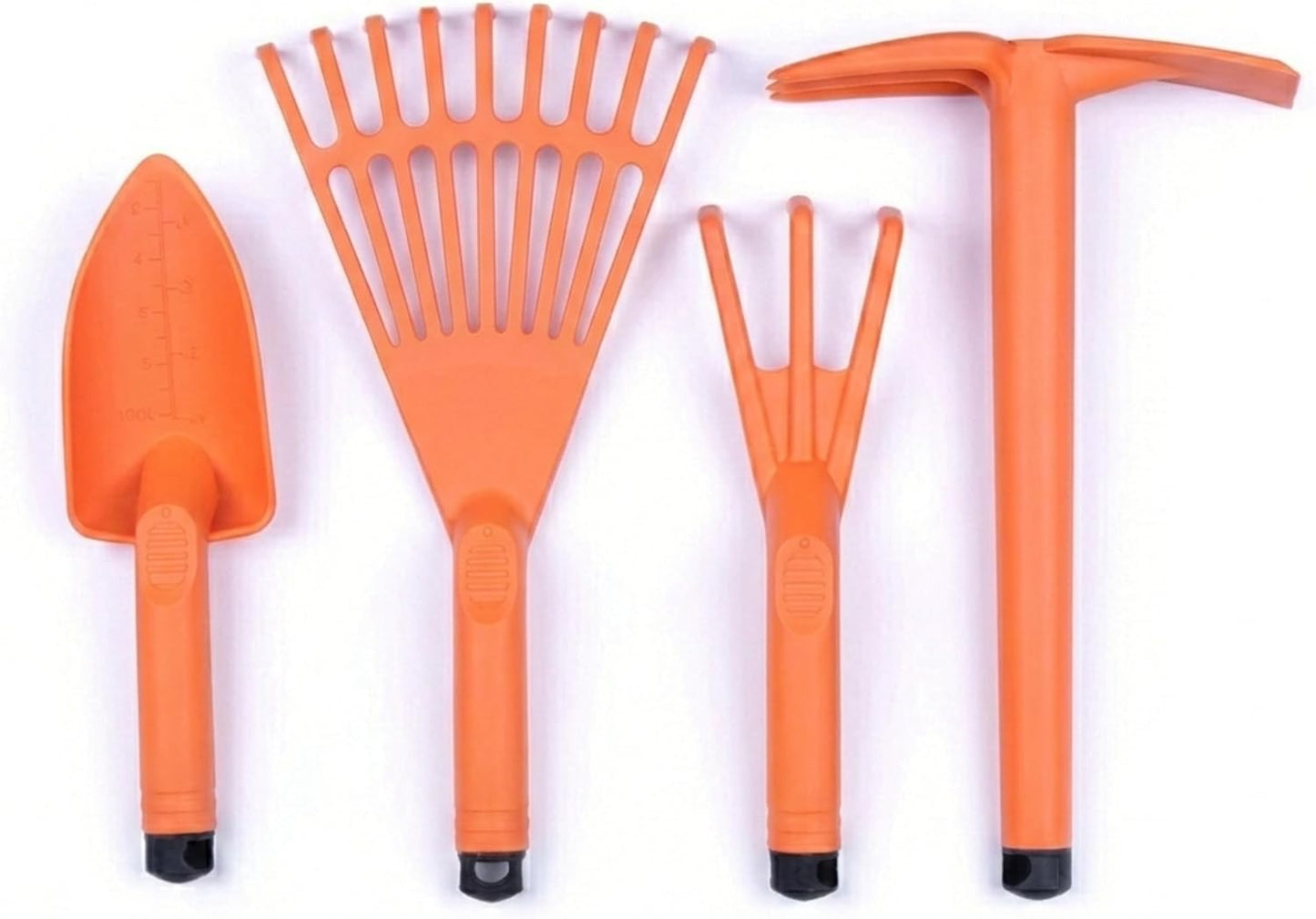 Garden Tool Set, 4-Piece Heavy Duty Gardening Tools, Includes Cultivator, Trowel, Shovel & Rake, Durable Poly Material & Non-Slip Handle, Planting, Yard Work, Landscaping – Lime Green