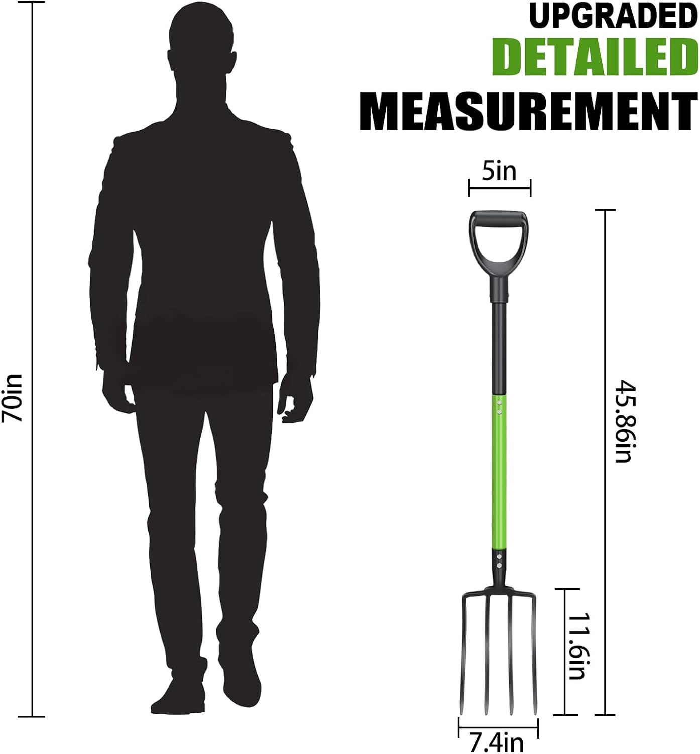 Pitch Fork,4-Tine,45-Inches Garden Fork with Steel D-Handle for Gardening