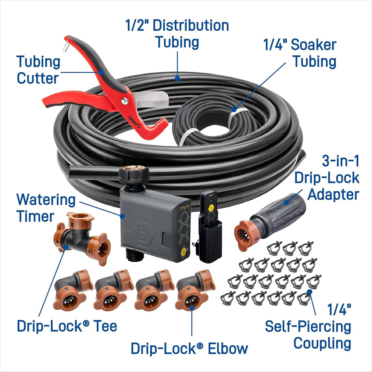 61014 Automatic Garden Box Irrigation System - Complete 64 Sq Ft Coverage Kit with Digital Hose Timer & Quick-Connects