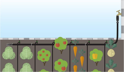 61014 Automatic Garden Box Irrigation System - Complete 64 Sq Ft Coverage Kit with Digital Hose Timer & Quick-Connects