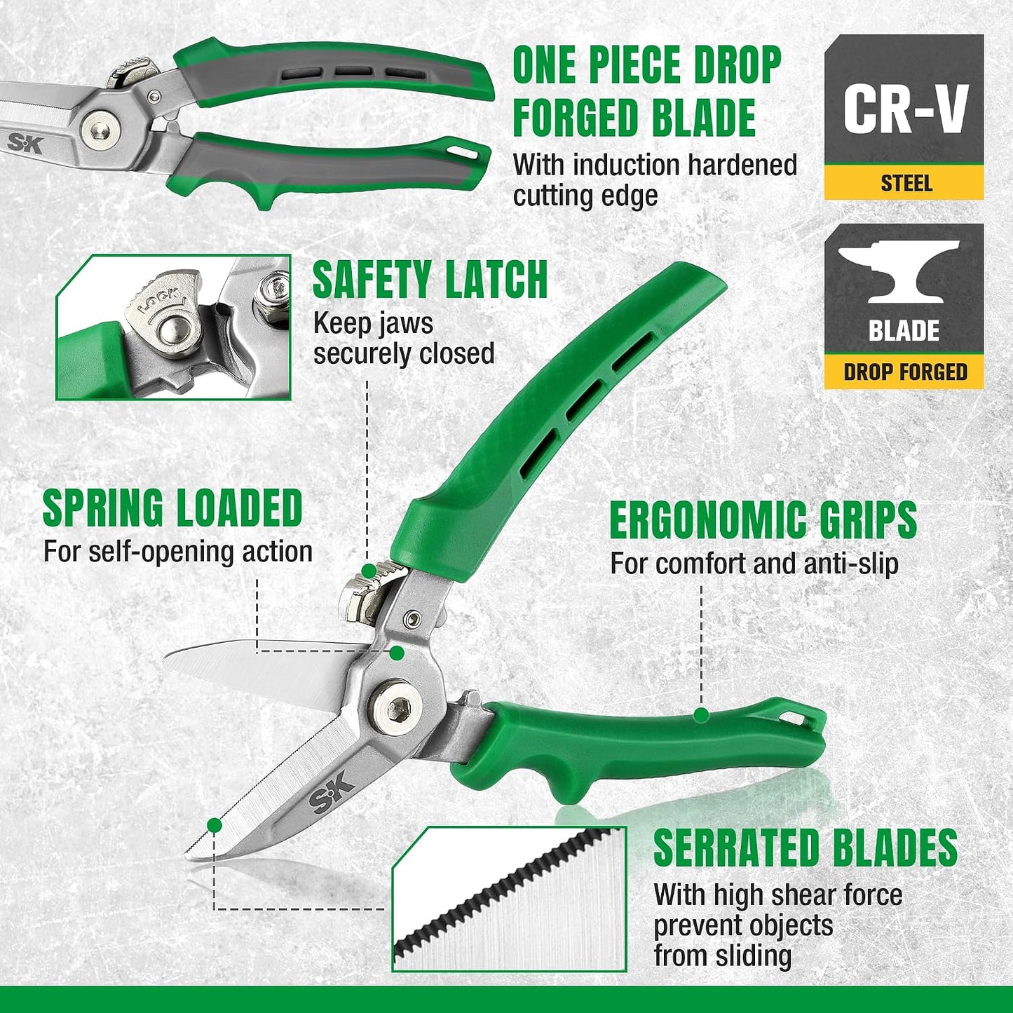 SK 7" Heavy Duty Scissors All Purpose, Industrial Shears, CR-V Steel