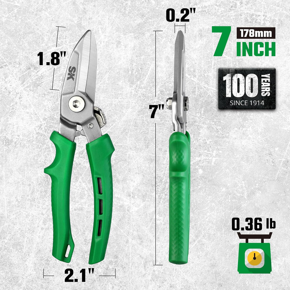 SK 7" Heavy Duty Scissors All Purpose, Industrial Shears, CR-V Steel