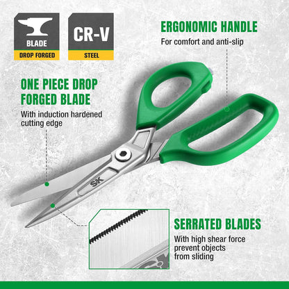 SK 7" Heavy Duty Scissors All Purpose, Industrial Shears, CR-V Steel
