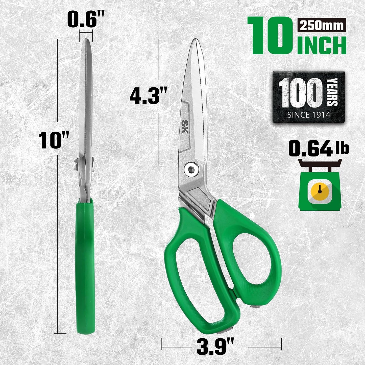 SK 7" Heavy Duty Scissors All Purpose, Industrial Shears, CR-V Steel