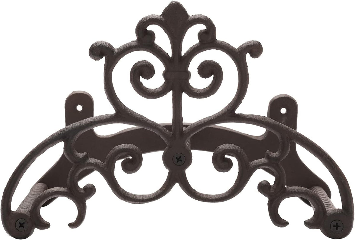 MyGift Brown Heavy Duty Cast Iron Outdoor Garden Water Hose Hanger