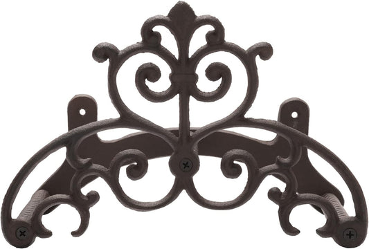 MyGift Brown Heavy Duty Cast Iron Outdoor Garden Water Hose Hanger