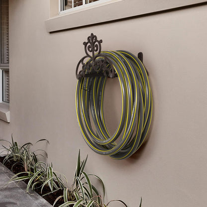 MyGift Brown Heavy Duty Cast Iron Outdoor Garden Water Hose Hanger