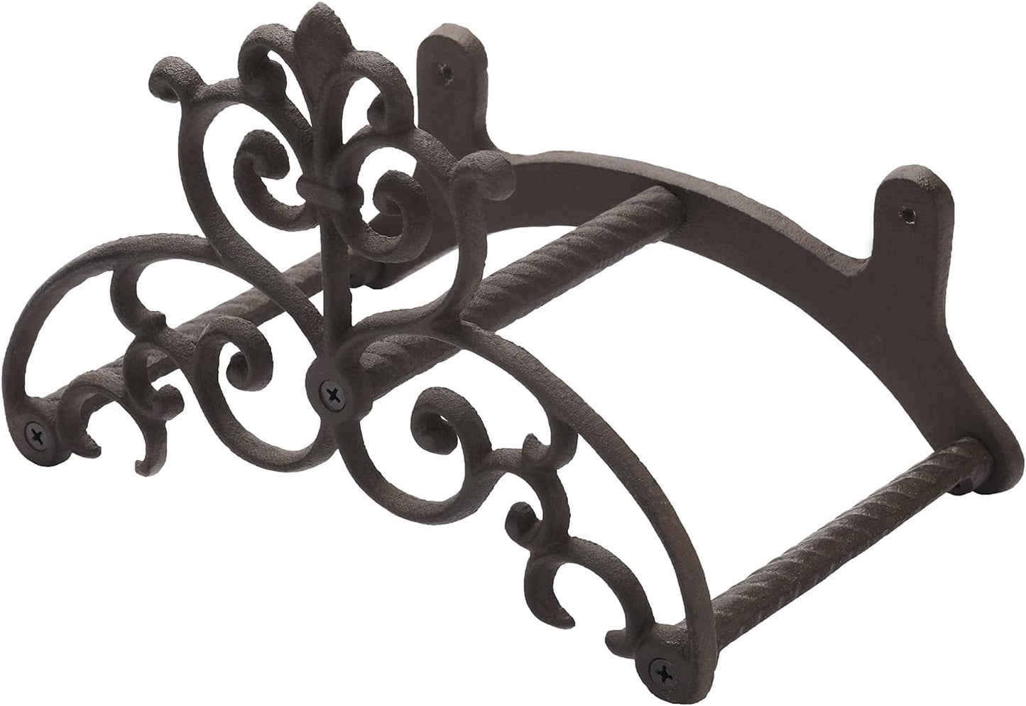 MyGift Brown Heavy Duty Cast Iron Outdoor Garden Water Hose Hanger