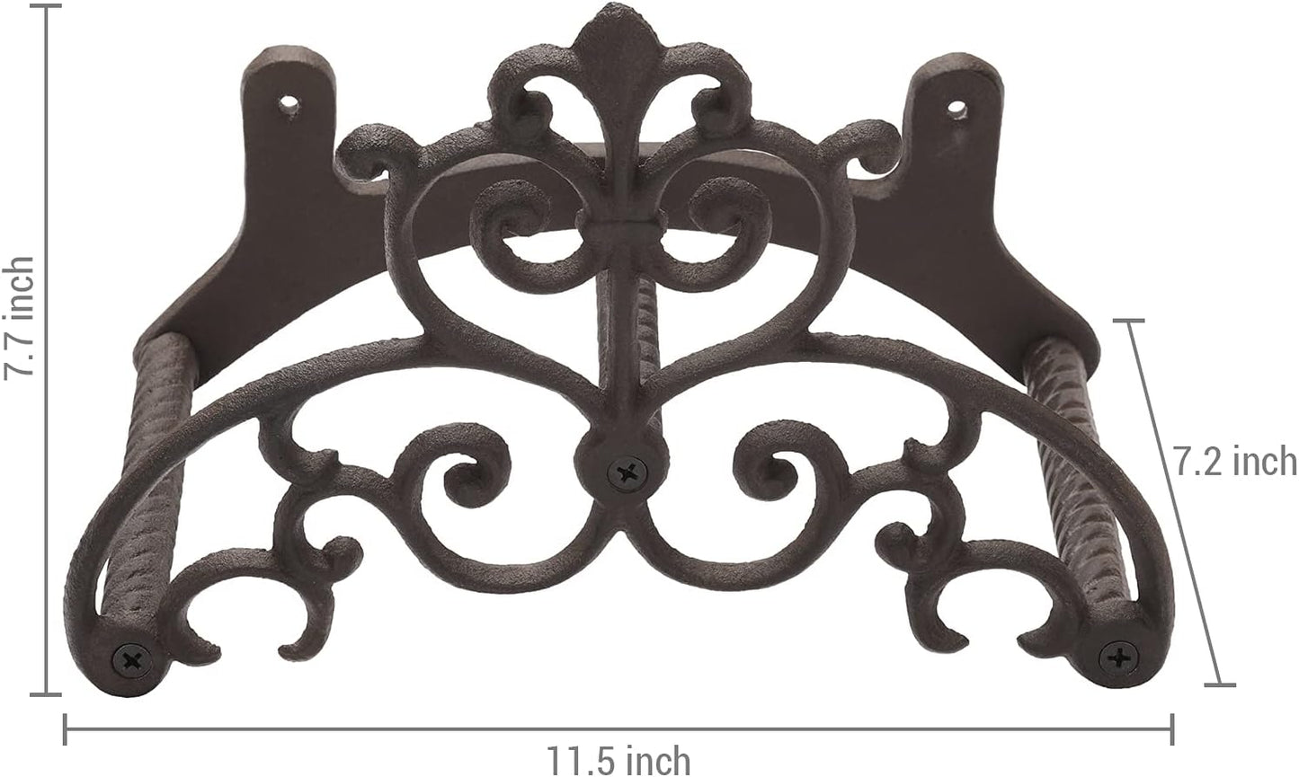 MyGift Brown Heavy Duty Cast Iron Outdoor Garden Water Hose Hanger