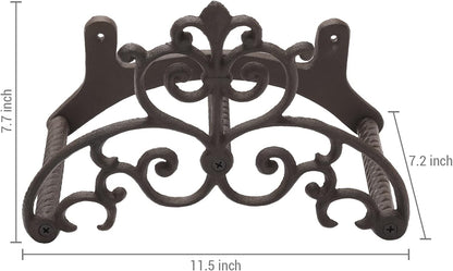 MyGift Brown Heavy Duty Cast Iron Outdoor Garden Water Hose Hanger