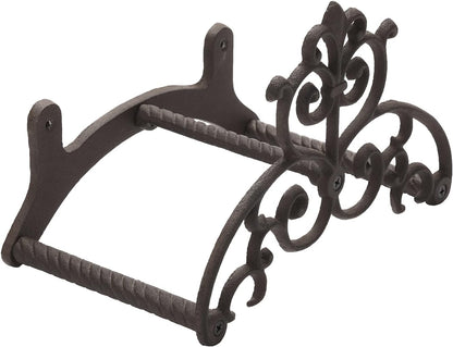 MyGift Brown Heavy Duty Cast Iron Outdoor Garden Water Hose Hanger