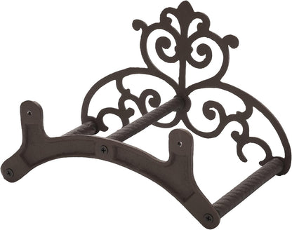MyGift Brown Heavy Duty Cast Iron Outdoor Garden Water Hose Hanger
