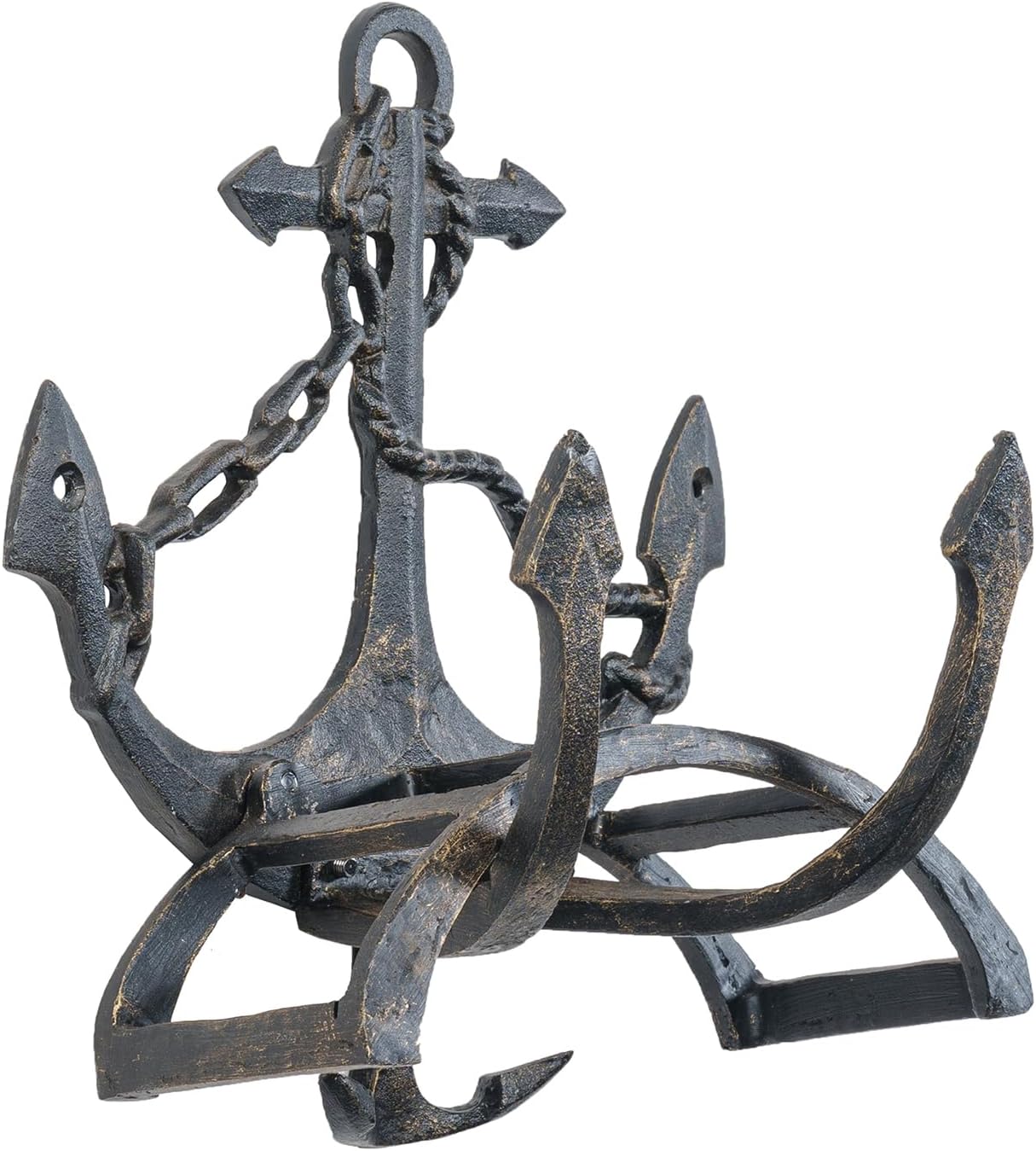 MyGift Brown Heavy Duty Cast Iron Outdoor Garden Water Hose Hanger